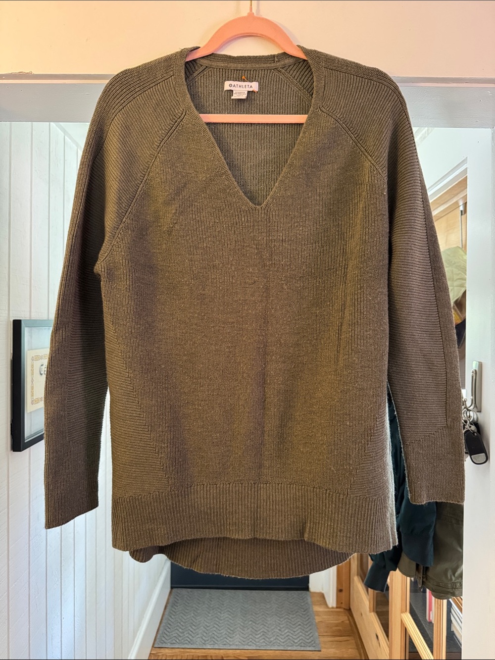 Athleta Olive Green V-Neck Sweater